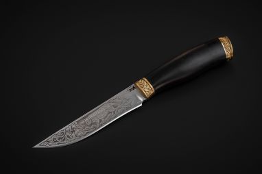 Нож Барс <span><span>(х12мф, черный граб, литье латунь, художественное оформление)</span></span>