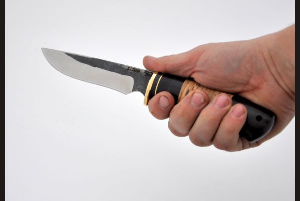Нож Лис <span>(х12мф, береста, чёрный граб)</span>