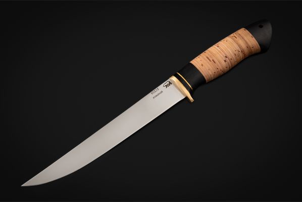 Нож Филейный большой <span>(95х18, береста, черный граб)</span>
