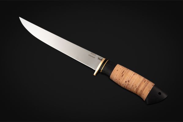 Нож Филейный большой <span>(95х18, береста, черный граб)</span>