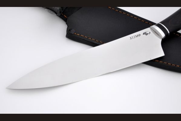 Нож Шеф - повар средний <span>(х12мф, чёрный граб, спуски от обуха)</span>