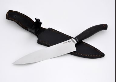 Нож Шеф - повар средний <span><span>(х12мф, чёрный граб, спуски от обуха)</span></span>