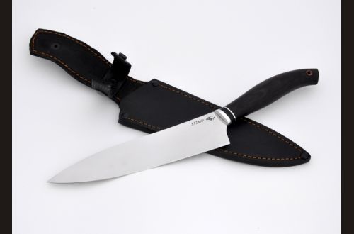 Нож Шеф - повар средний <span>(х12мф, чёрный граб, спуски от обуха)</span>