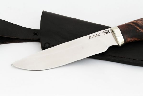 Нож Путник <span>(elmax, стабилизированная карельская берёза, мельхиор)</span>