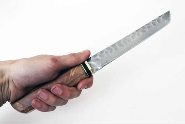 Нож Танто <span>(дамаск, долы камень, карельская берёза)</span>