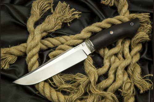 Нож Тайга <span>(M390, больстер мельхиор, черный граб, мозаичный пин)</span>