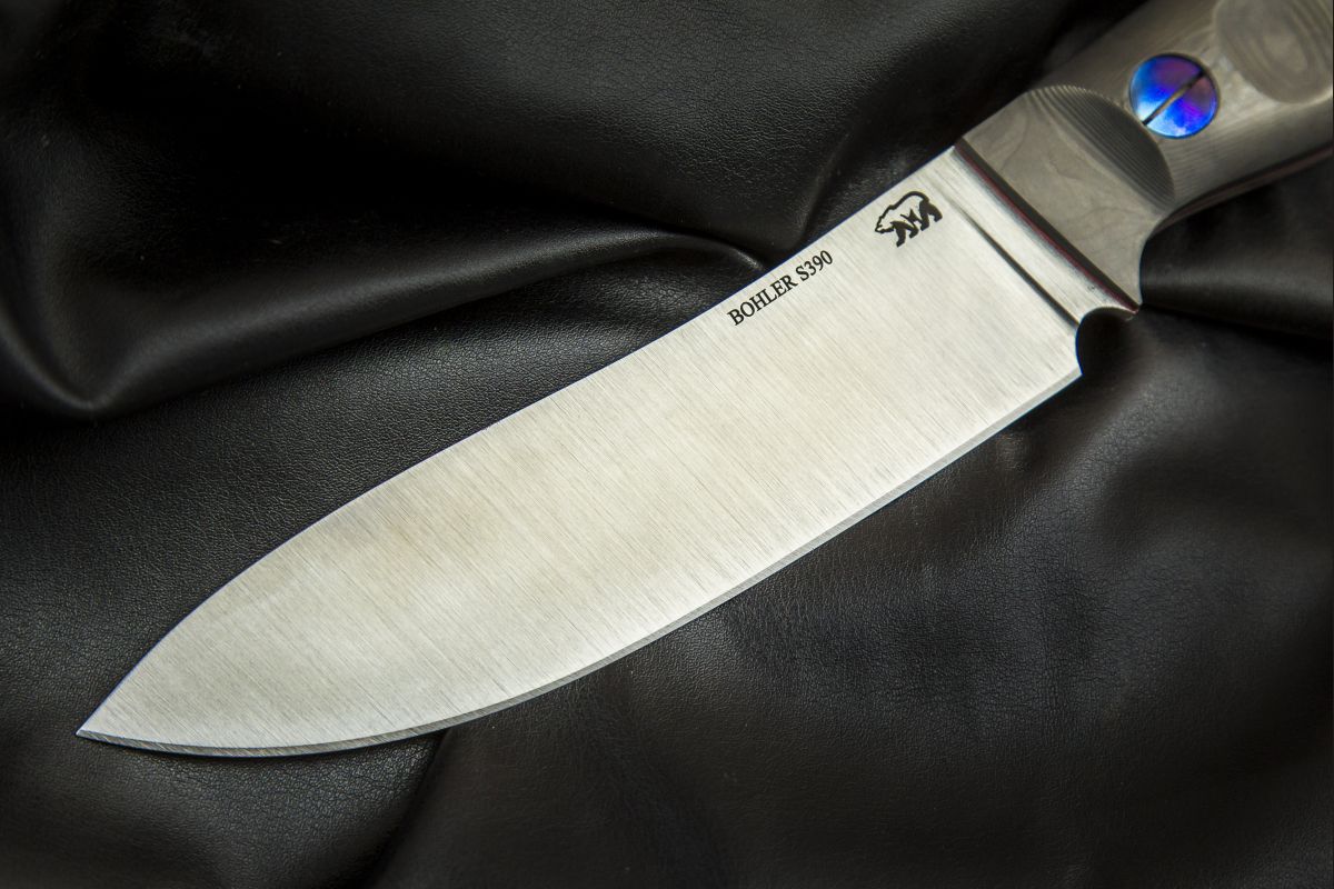 Нож Сибирь (S390, карбон, цельнометаллический, титановые винты)