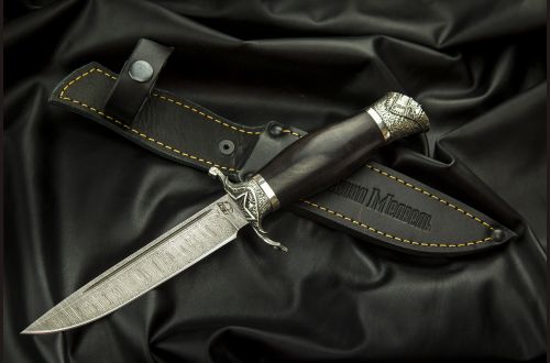 Авторская Финка НКВД <span>(дамаск, чёрный граб, авторское литьё мельхиор)</span>