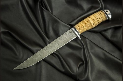 Нож Филейный большой <span>(дамаск, береста, дюраль)</span>