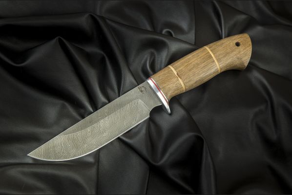 Охотничий нож Сахалин <span>(дамаск, орех, вставка береста)</span>