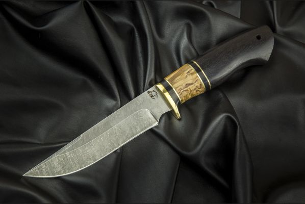 Нож Лис <span>(дамаск, чёрный граб, стабилизированная вставка)</span>