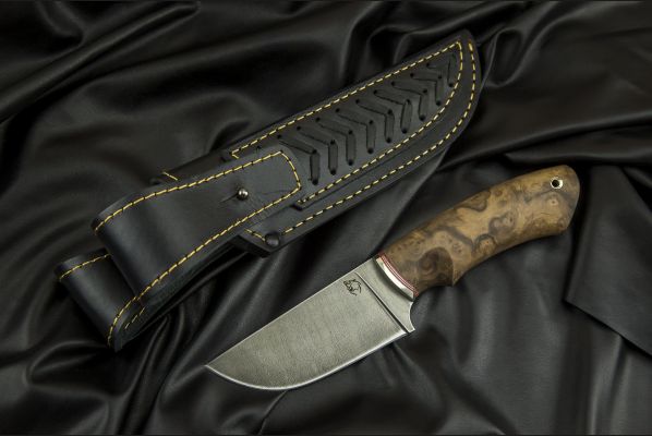 Нож Медведь Premium <span>(дамаск 20 000 слоёв, стабилизированная карельская берёза, мозаичный пин под темляк)</span>