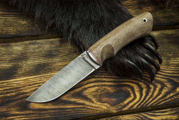 Нож Боровик - Premium <span>(дамаск 6000 слоёв, корень ореха, мозаичный пин под темляк)</span>
