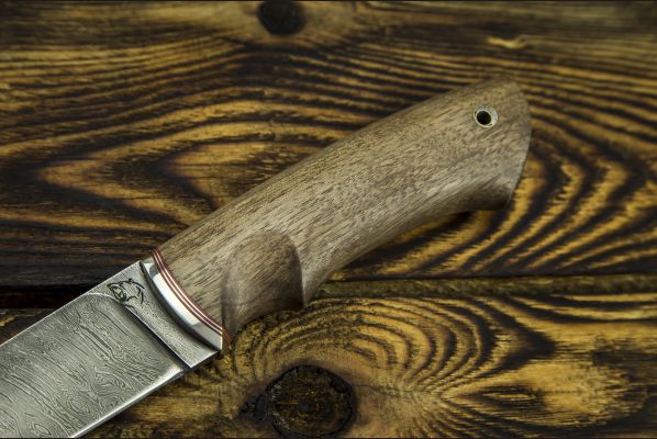 Нож Боровик - Premium <span>(дамаск 6000 слоёв, корень ореха, мозаичный пин под темляк)</span>