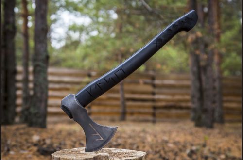 Топор универсальный №2 <span>(дамаск 1200 слоёв, рукоять черный граб, резная)</span>