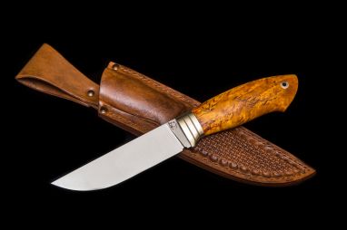 Нож Хантер <span><span>(K340, стабилизированная карельская берёза, мозаичный пин под темляк)</span></span> 