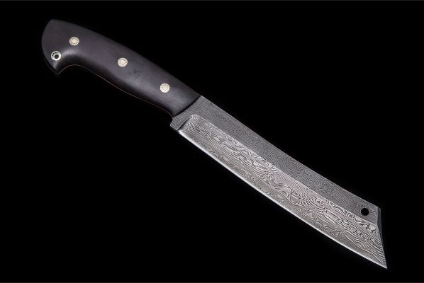 Нож Паранг <span>(дамаск, цельнометаллический, чёрный граб, мозаичные пины)</span> 