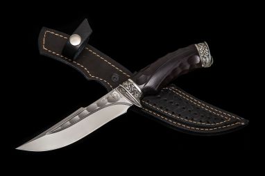 Нож Кайман <span><span>(Elmax, долы - камень, чёрный граб, литьё мельхиор, резная рукоять)</span></span>