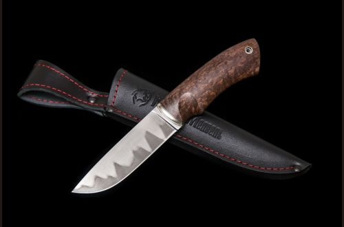 Нож Боровик-premium <span>(Авторский ламинат GD13, стабилизированная карельская берёза, мозаичный пин под темляк)</span>