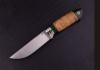 Нож Хантер <span><span>(М390, береста, стабилизированная карельская берёза, мозаичный пин под темляк)</span></span>