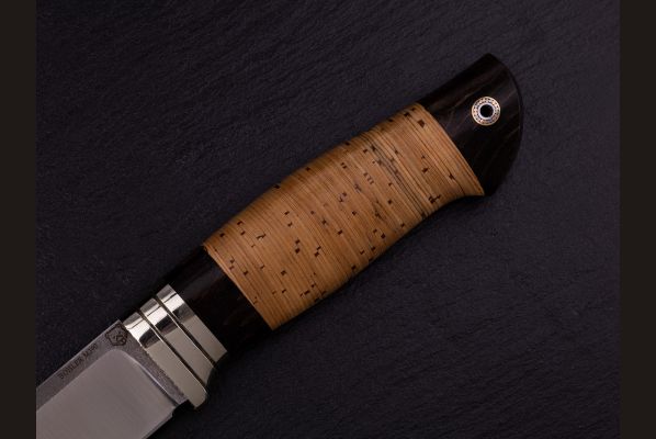 Нож Таёжный 2 <span>(М390, береста, стабилизированная карельская берёза, мозаичный пин под темляк)</span> 