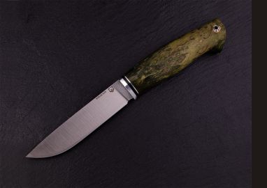 Нож Егерь <span><span>(М390, стабилизированная карельская берёза, мозаичный пин под темляк, формованные ножны)</span></span>