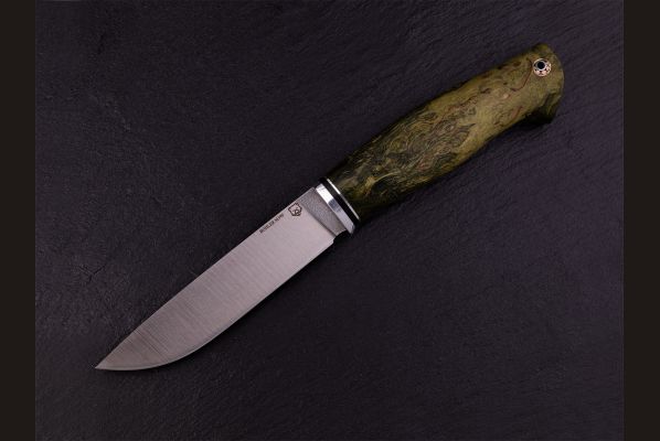Нож Егерь <span>(М390, стабилизированная карельская берёза, мозаичный пин под темляк, формованные ножны)</span>