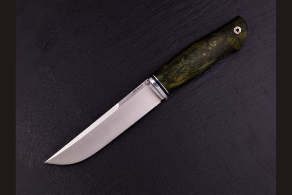 Нож Таёжный <span>(М390, стабилизированная карельская берёза, мозаичный пин под темляк, формованные ножны)</span>