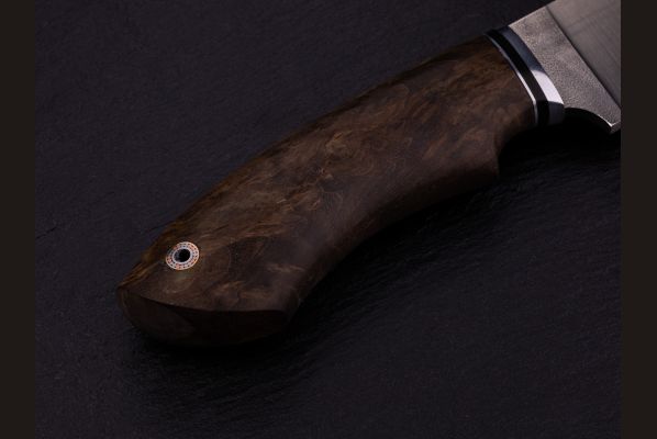 Нож Медведь-premium <span>(М390, стабилизированная карельская берёза, мозаичный пин под темляк, формованные ножны)</span>
