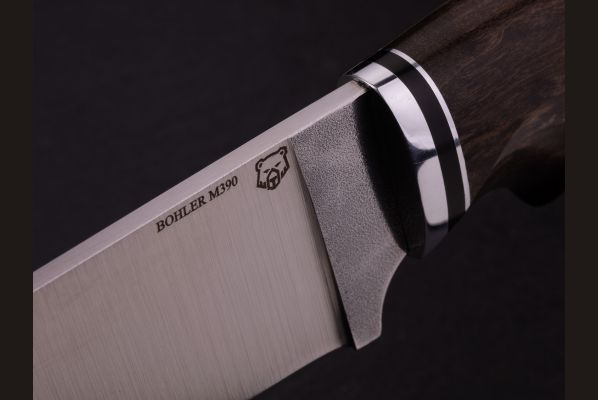Нож Медведь-premium <span>(М390, стабилизированная карельская берёза, мозаичный пин под темляк, формованные ножны)</span>