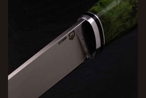 Нож Охотник 2 <span>(Х12МФ, стабилизированная карельская берёза, мозаичный пин под темляк)</span>