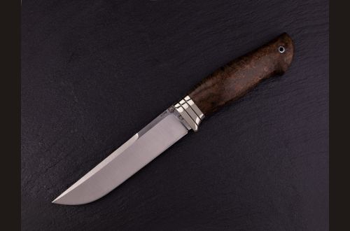 Нож Таёжный <span>(Х12МФ, больстер литьё мельхиор, стабилизированная карельская берёза)</span> 