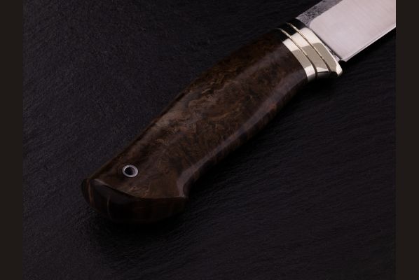 Нож Таёжный <span>(Х12МФ, больстер литьё мельхиор, стабилизированная карельская берёза)</span> 