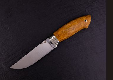 Нож Хантер <span><span>(Х12МФ, больстер литьё мельхиор, стабилизированная карельская берёза)</span></span>