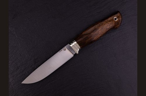 Нож Егерь <span>(Х12МФ, больстер литьё мельхиор, стабилизированная карельская берёза, мозаичный пин под темляк)</span>