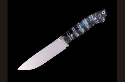 М398 Нож Крит цельнометаллический <span>(М398, накладки стабилизированный зуб мамонта)</span> мозаичные пины