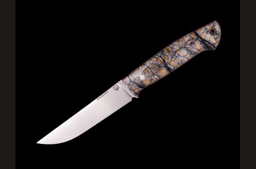 М398 Нож Барс 2 цельнометаллический <span>(М398, накладки стабилизированный зуб мамонта)</span> мозаичные пины