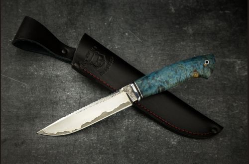 Нож Ёрш <span>(Х12МФ в обкладках 95Х18 через никль, стабилизированная карельска береза)</span> с серрейтором