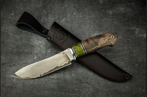 Нож Сибирь <span>(Х12МФ в обкладках 95Х18 через никль, вставка премиум стабилизированная карельская береза)</span>
