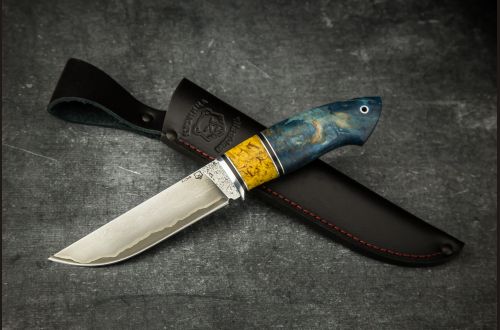 Нож Хантер <span>(Х12МФ в обкладках 95Х18 через никль, вставка премиум стабилизированная карельская береза)</span>