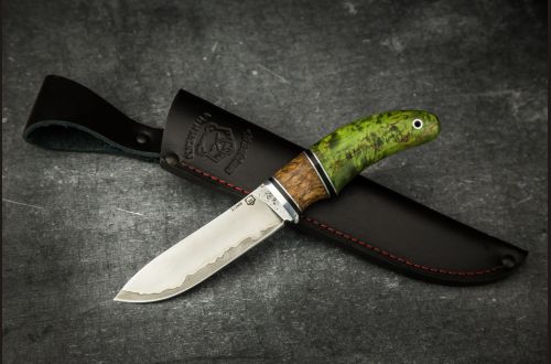 Нож Кабанчик <span>(Х12МФ в обкладках 95Х18 через никль, вставка премиум стабилизированная карельская береза)</span>