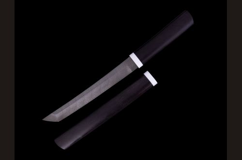 Нож Танто 2 <span>(дамаск 1200 слоев, мореный граб, деревянные ножны, вставка искусственная кость)</span>