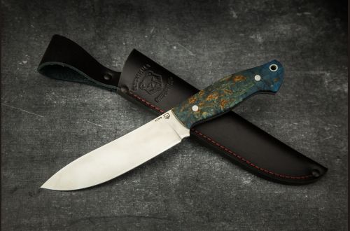 Нож Сибирь ЦЕЛЬНОМЕТАЛЛИЧЕСКИЙ <span>(Х12МФ, стабилизированная карельская береза)</span>