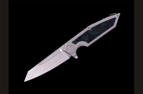 Складной нож "Баланс" <span>(М390, Титан, вставка зеленый хаотичный карбон, Замок "Frame-Lock")</span>