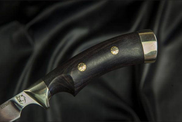 Нож Филейный <span>(х12мф, чёрный граб, мельхиор, мозаичные пины, выемка под палец)</span>