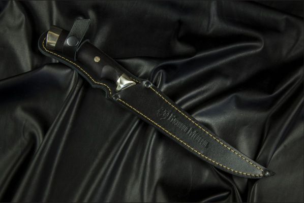 Нож Филейный <span>(х12мф, чёрный граб, мельхиор, мозаичные пины, выемка под палец)</span>