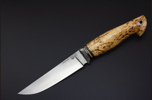 Нож Барс <span>(М390, стабилизированная карельская берёза, литьё из бронзы с эффектом  патины,  мозаичный пин под темляк, формованные ножны)</span>