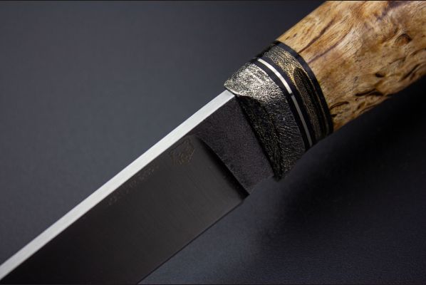 Нож Барс <span>(М390, стабилизированная карельская берёза, литьё из бронзы с эффектом  патины,  мозаичный пин под темляк, формованные ножны)</span>