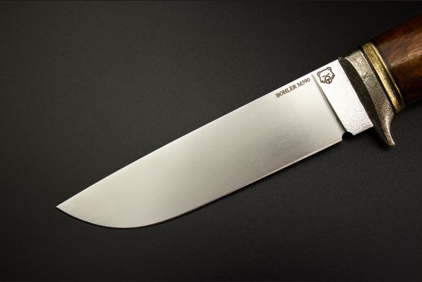 Нож Рысь <span>(М390, айронвуд, литьё с эффектом патины, мозаичный пин под темляк, формованные ножны)</span>