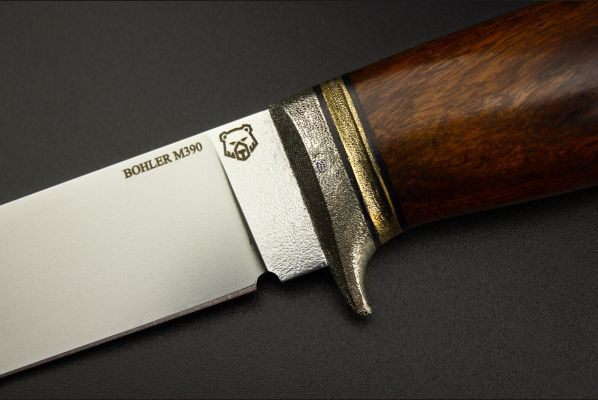 Нож Рысь <span>(М390, айронвуд, литьё с эффектом патины, мозаичный пин под темляк, формованные ножны)</span>